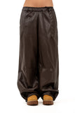 PANTALONE VIRGINIA MARRONE PALAZZO ECOPELLE JUST WEST TAGLIA UNICA