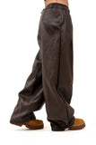 PANTALONE VIRGINIA MARRONE PALAZZO ECOPELLE JUST WEST TAGLIA UNICA
