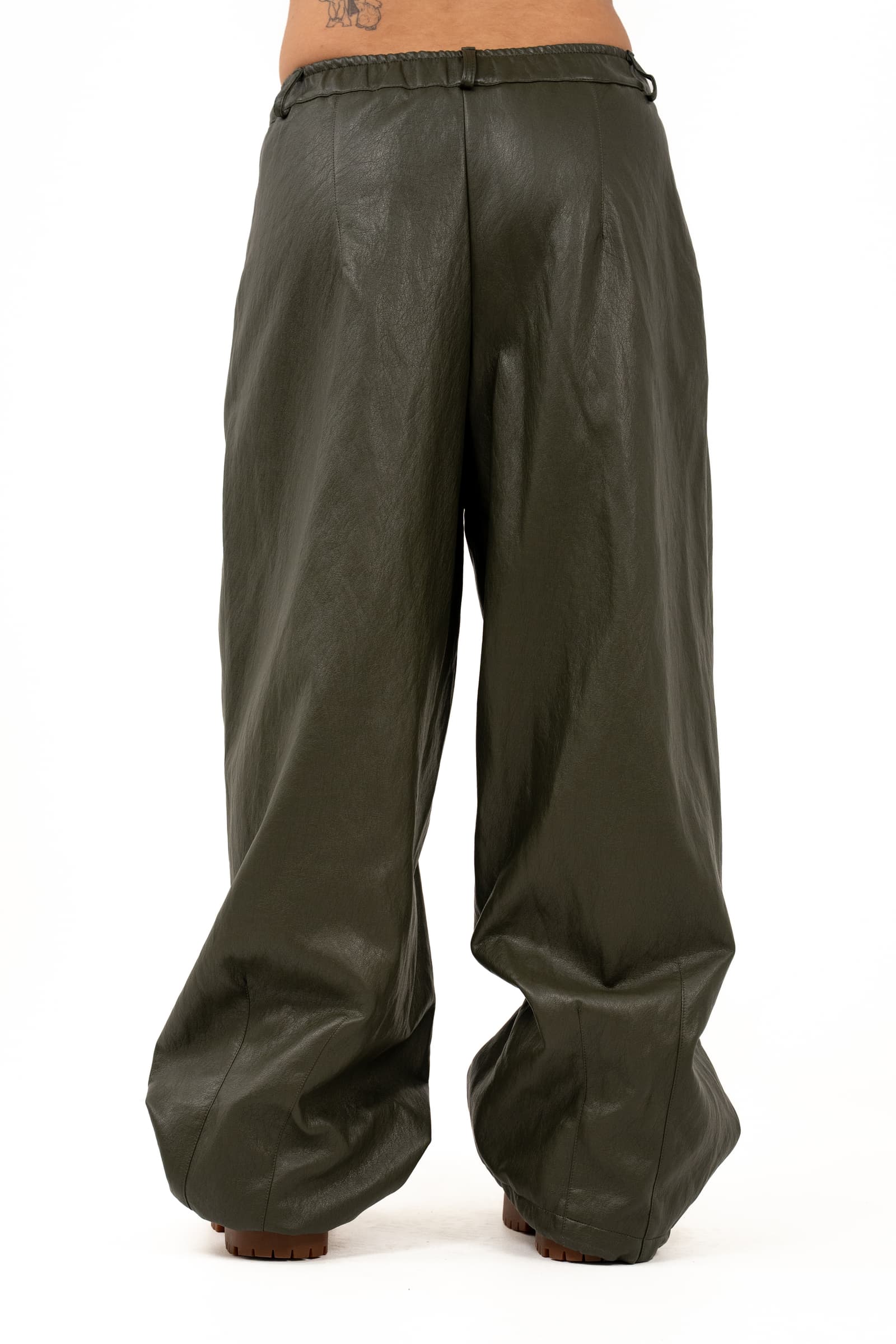 PANTALONE VIRGINIA VERDE PALAZZO ECOPELLE JUST WEST TAGLIA UNICA