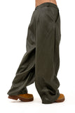 PANTALONE VIRGINIA VERDE PALAZZO ECOPELLE JUST WEST TAGLIA UNICA