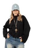 MAGLIA TATE NERA OVERSIZE CON MANICHE AMPIE JUST WEST TAGLIA UNICA