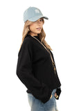 MAGLIA TATE NERA OVERSIZE CON MANICHE AMPIE JUST WEST TAGLIA UNICA