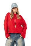 MAGLIA TATE ROSSA OVERSIZE CON MANICHE AMPIE JUST WEST TAGLIA UNICA
