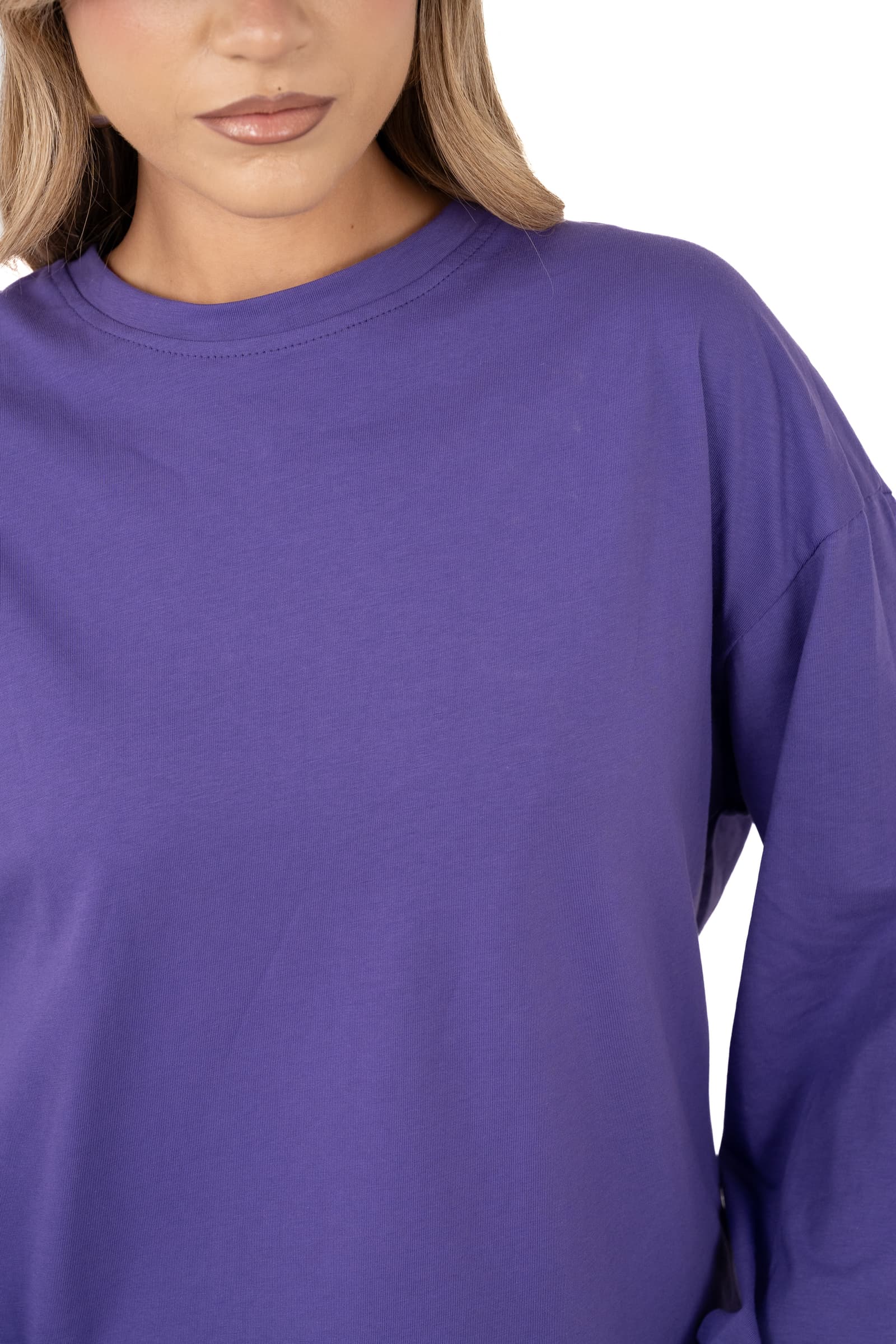 MAGLIA TATE VIOLA OVERSIZE CON MANICHE AMPIE JUST WEST TAGLIA UNICA