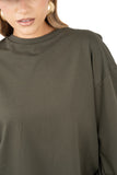 MAGLIA TATE VERDE MILITARE OVERSIZE CON MANICHE AMPIE JUST WEST TAGLIA UNICA
