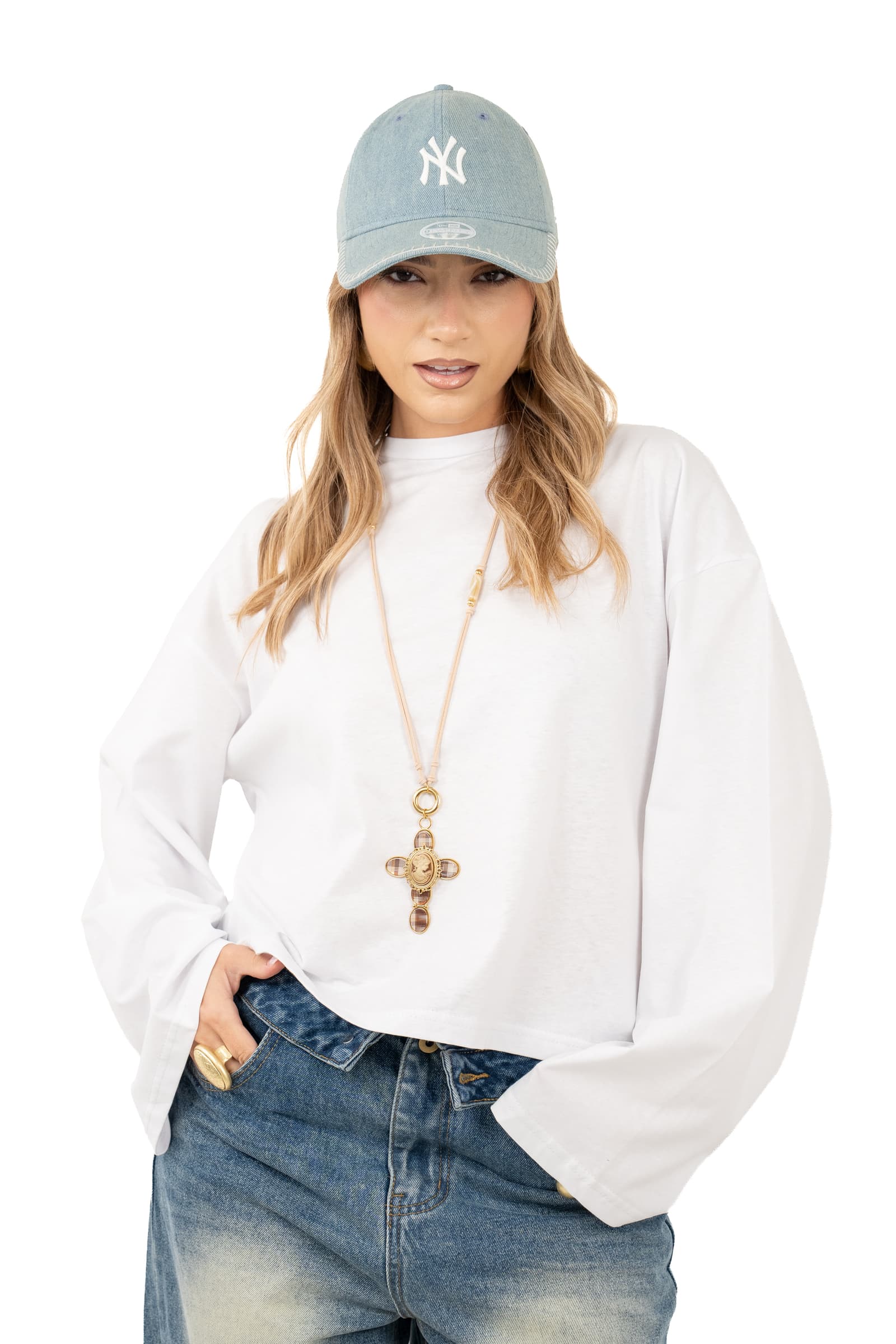 MAGLIA TATE BIANCA OVERSIZE CON MANICHE AMPIE JUST WEST TAGLIA UNICA