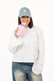 MAGLIA CHARLI MANICA LUNGA BIANCA BASIC TAGLIA UNICA CON SPALLINE