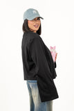 MAGLIA CHARLI MANICA LUNGA NERA BASIC TAGLIA UNICA CON SPALLINE