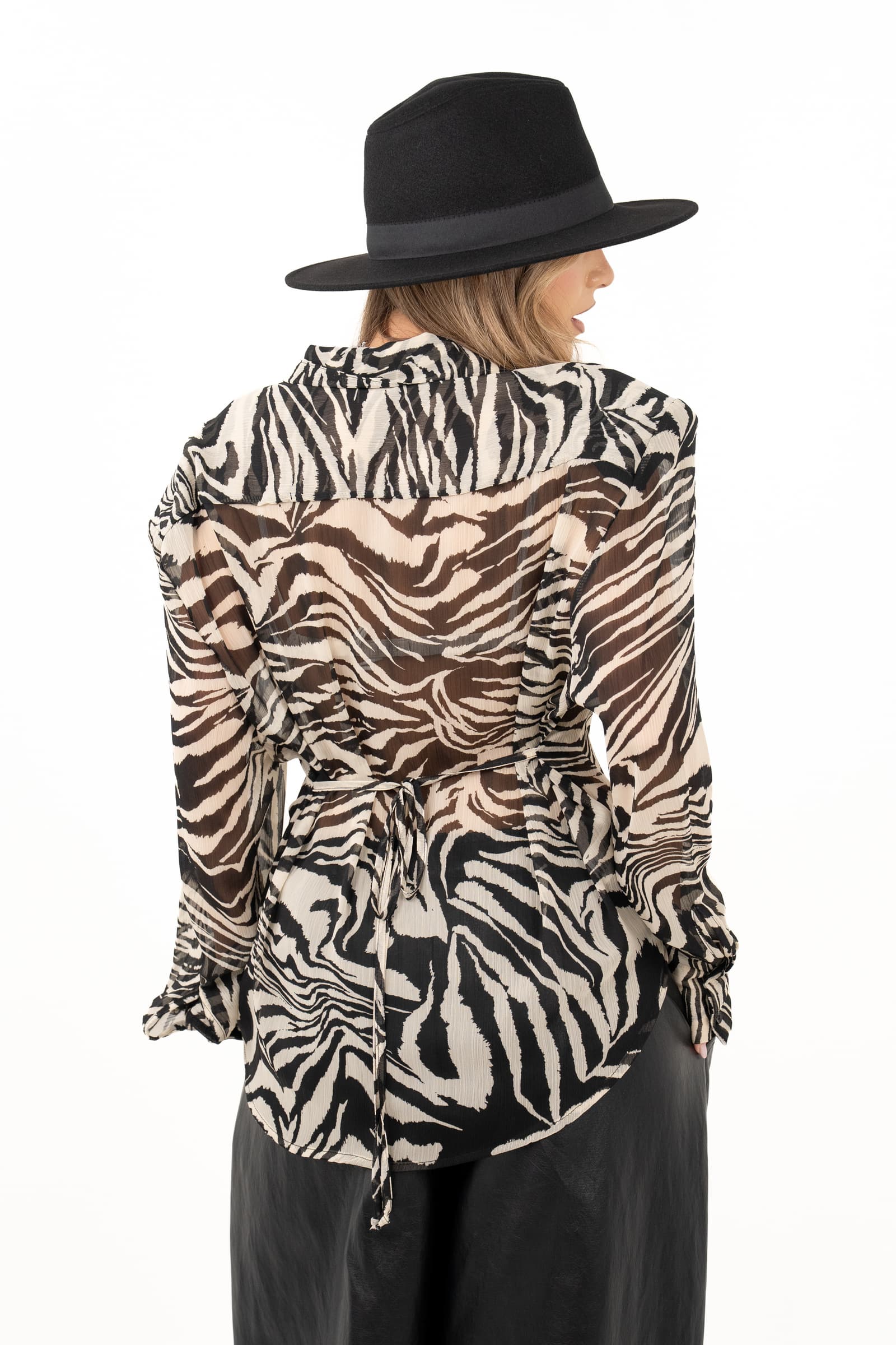 CAMICIA ZEBRATA SEMITRASPARENTE CON SPALLINA LUMINA