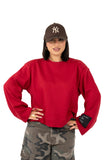 FELPA URBAN MUSE ROSSA CON ETICHETTA SULLA MANICA TAGLIA UNICA LUMINA