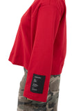 FELPA URBAN MUSE ROSSA CON ETICHETTA SULLA MANICA TAGLIA UNICA LUMINA