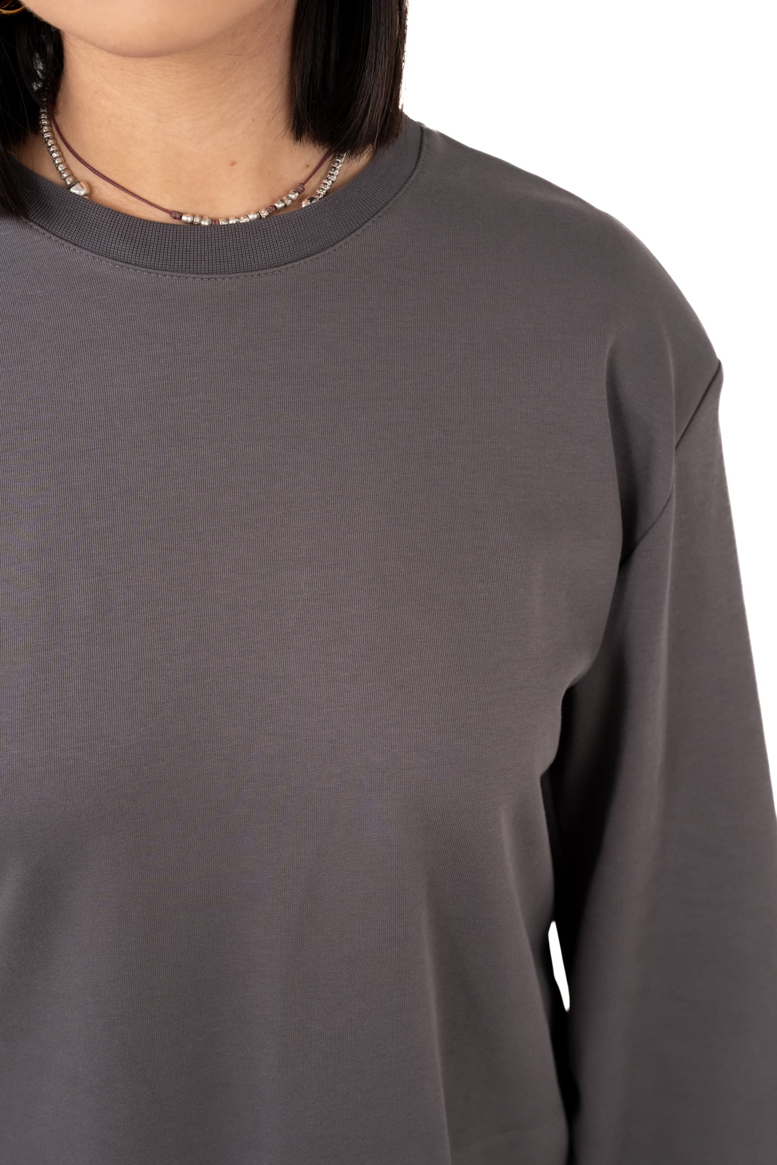 FELPA URBAN MUSE GRIGIO CON ETICHETTA SULLA MANICA TAGLIA UNICA LUMINA