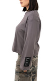 FELPA URBAN MUSE GRIGIO CON ETICHETTA SULLA MANICA TAGLIA UNICA LUMINA