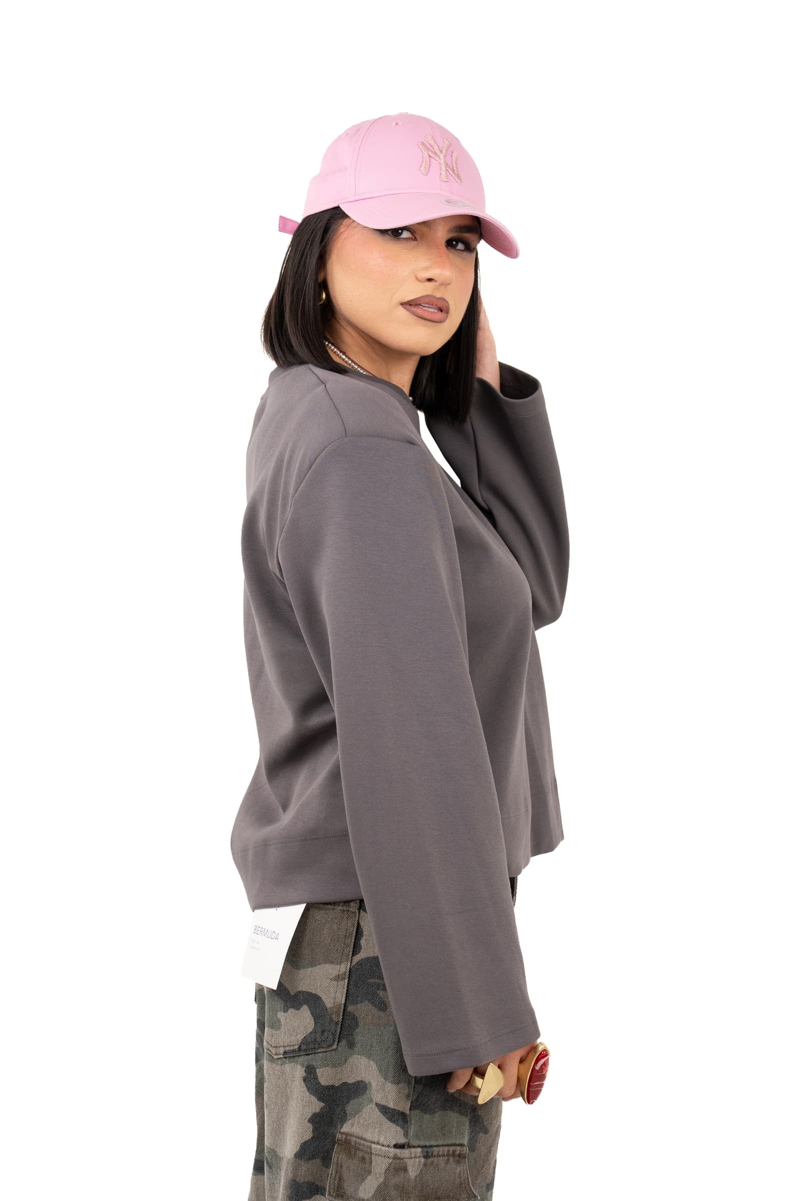 FELPA URBAN MUSE GRIGIO CON ETICHETTA SULLA MANICA TAGLIA UNICA LUMINA
