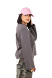 FELPA URBAN MUSE GRIGIO CON ETICHETTA SULLA MANICA TAGLIA UNICA LUMINA