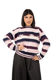 MAGLIONE NEW YORK ROSA/BORDEAUX A RIGHE TAGLIA UNICA