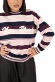 MAGLIONE NEW YORK ROSA/BORDEAUX A RIGHE TAGLIA UNICA