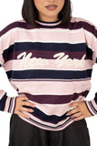 MAGLIONE NEW YORK ROSA/BORDEAUX A RIGHE TAGLIA UNICA
