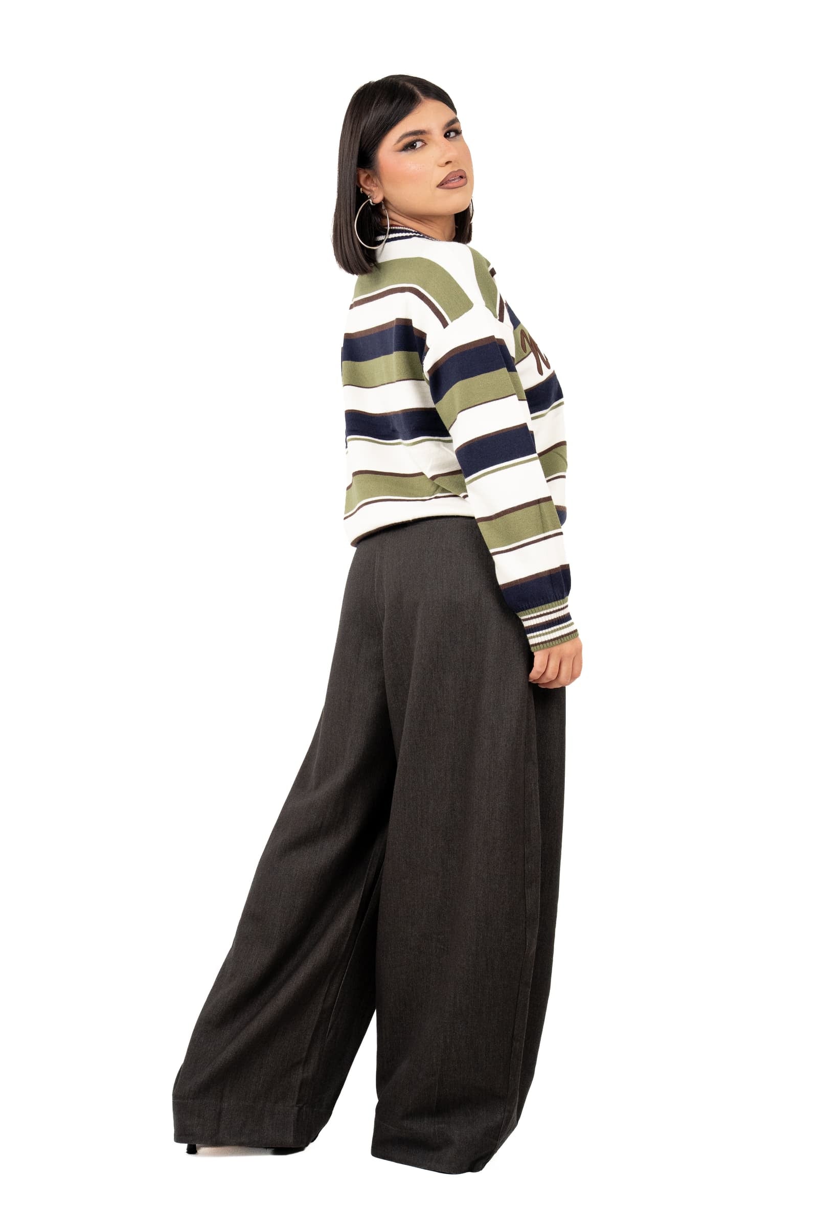 MAGLIONE NEW YORK BLU/VERDE A RIGHE TAGLIA UNICA
