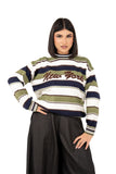 MAGLIONE NEW YORK BLU/VERDE A RIGHE TAGLIA UNICA