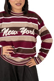 MAGLIONE NEW YORK BORGOGNA/TORTORA A RIGHE TAGLIA UNICA
