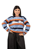 MAGLIONE NEW YORK ARANCIO/CELESTE A RIGHE TAGLIA UNICA