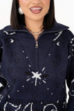 MAGLIONE YOKO BLU MEZZA ZIP FANTASIA BANDANA TAGLIA UNICA