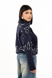 MAGLIONE YOKO BLU MEZZA ZIP FANTASIA BANDANA TAGLIA UNICA