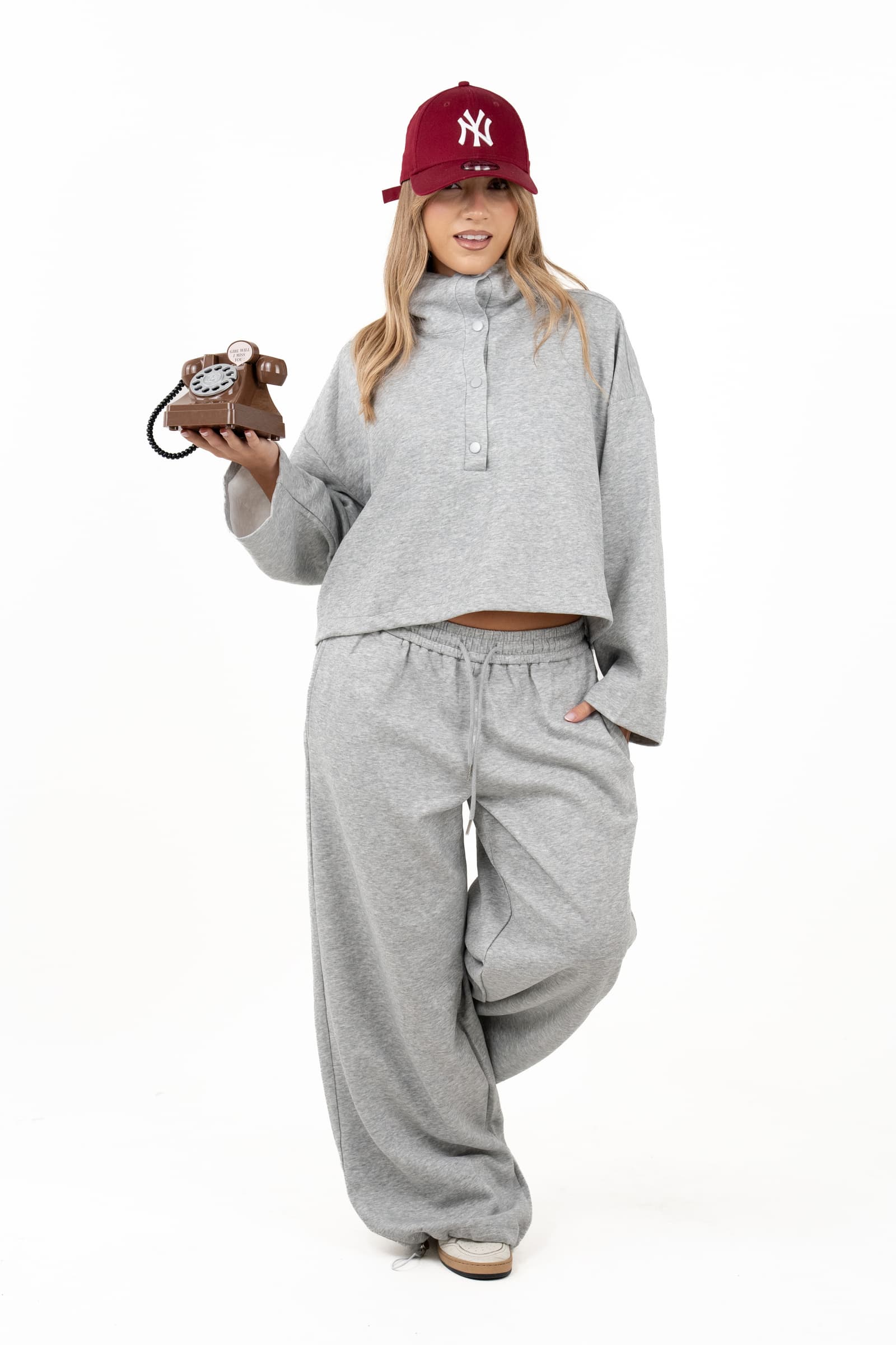 TUTA HAZEL GRIGIO MELANGE FELPA E PANTALONI