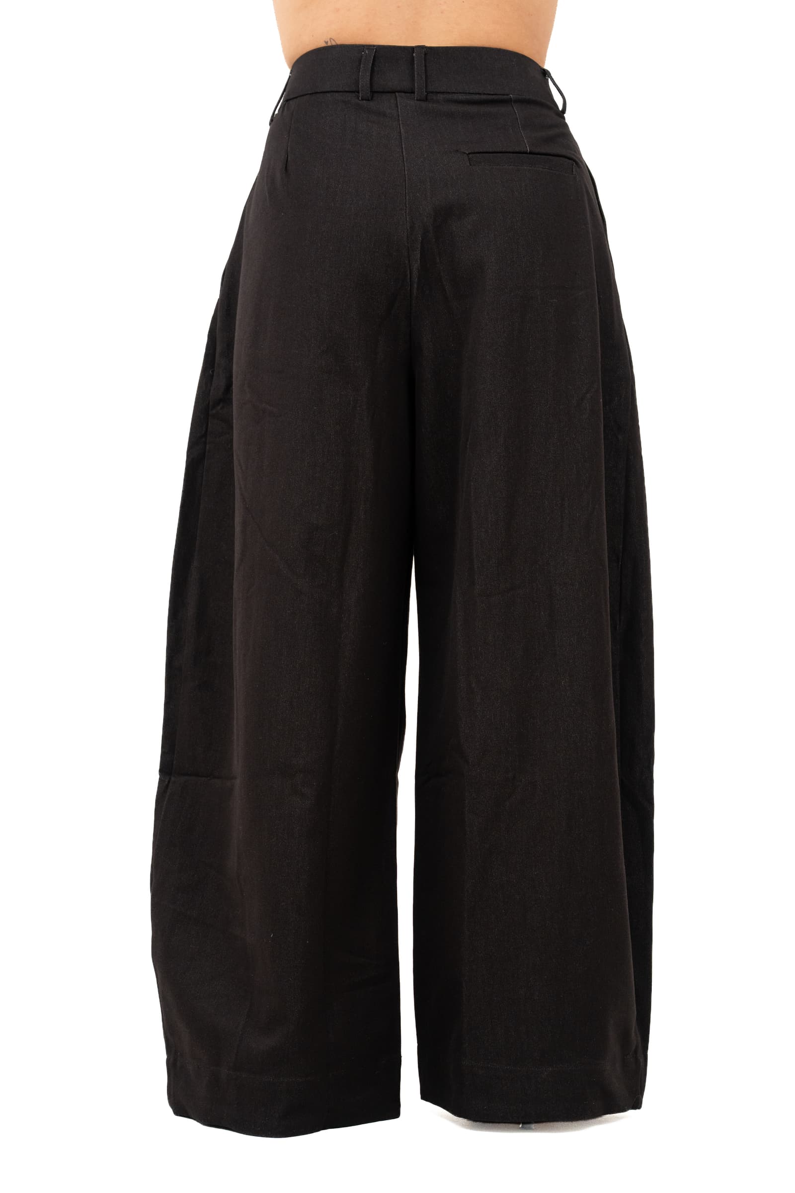 PANTALONI CECILIA NERO BALLON GAMBA LARGA
