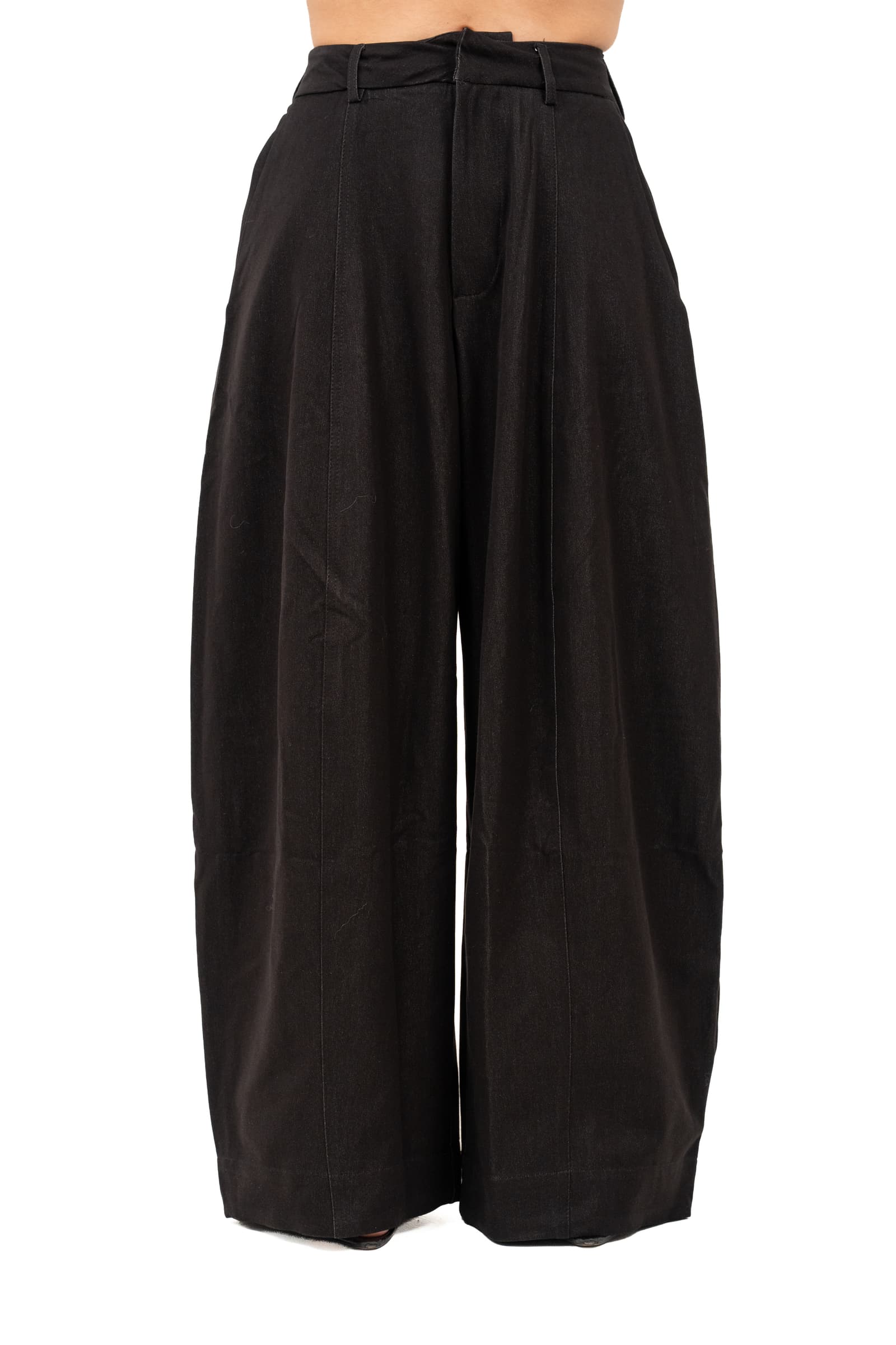 PANTALONI CECILIA NERO BALLON GAMBA LARGA