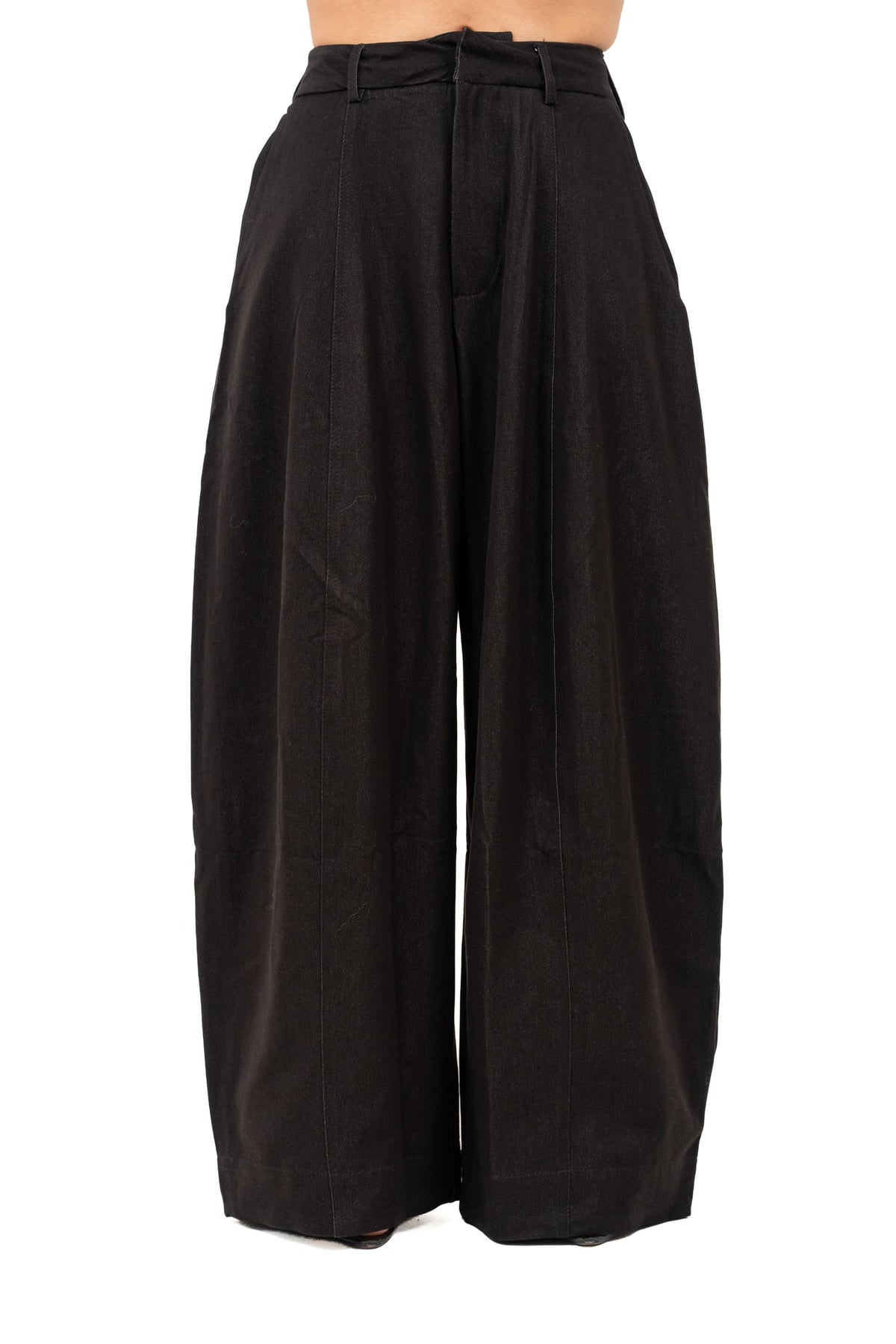 PANTALONI CECILIA NERO BALLON GAMBA LARGA