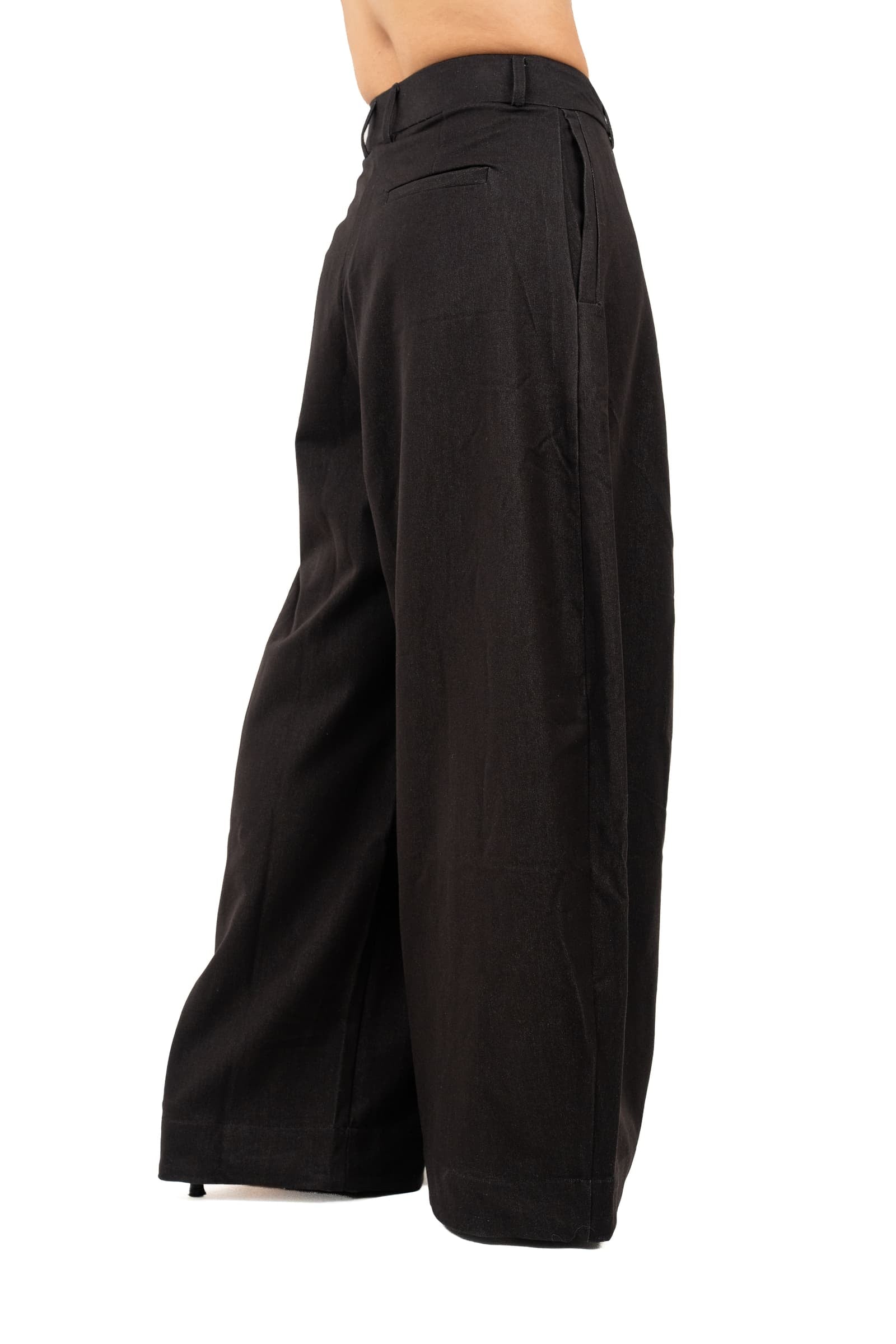 PANTALONI CECILIA NERO BALLON GAMBA LARGA