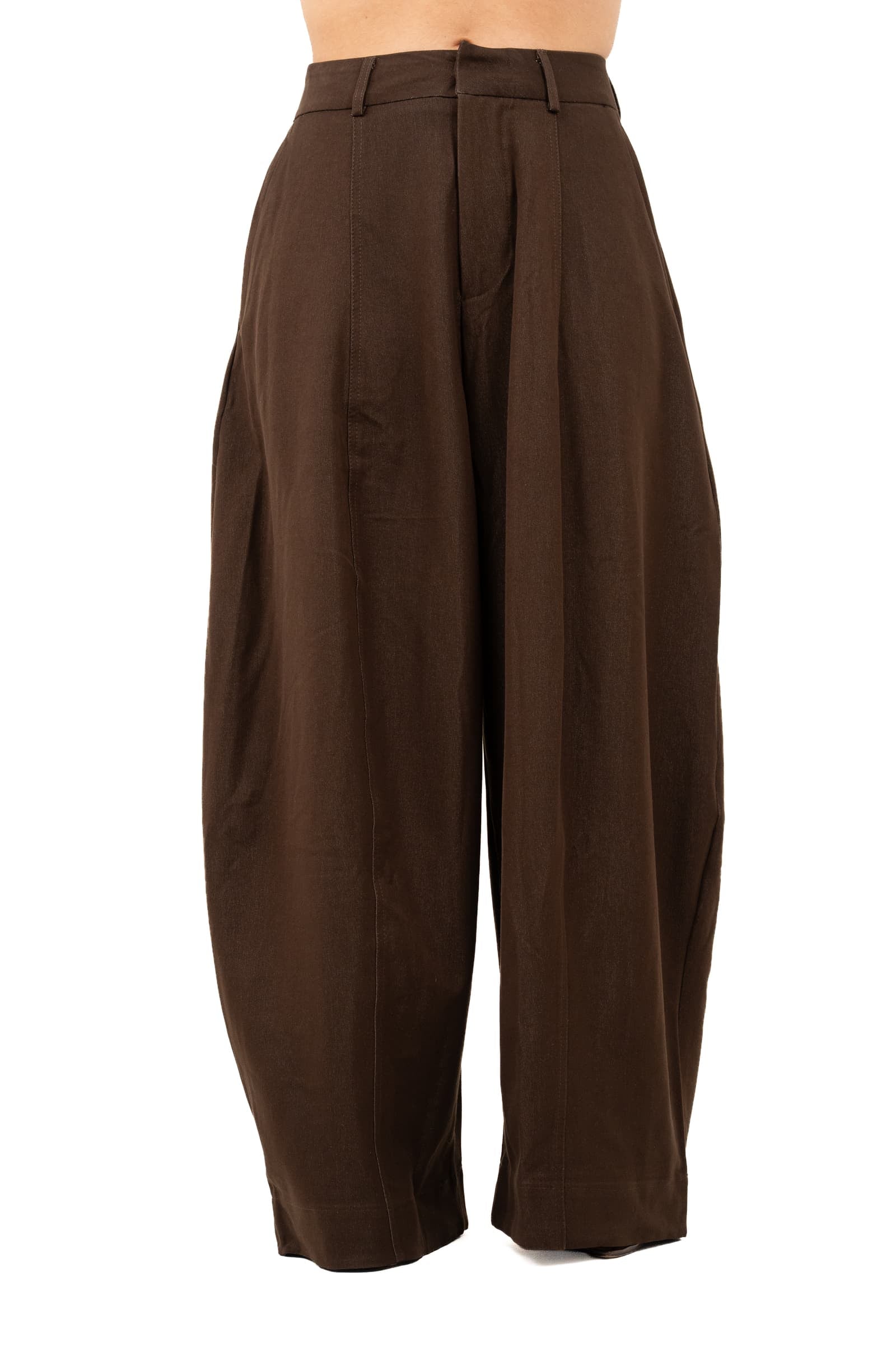 PANTALONI CECILIA COFFEE BALLON GAMBA LARGA