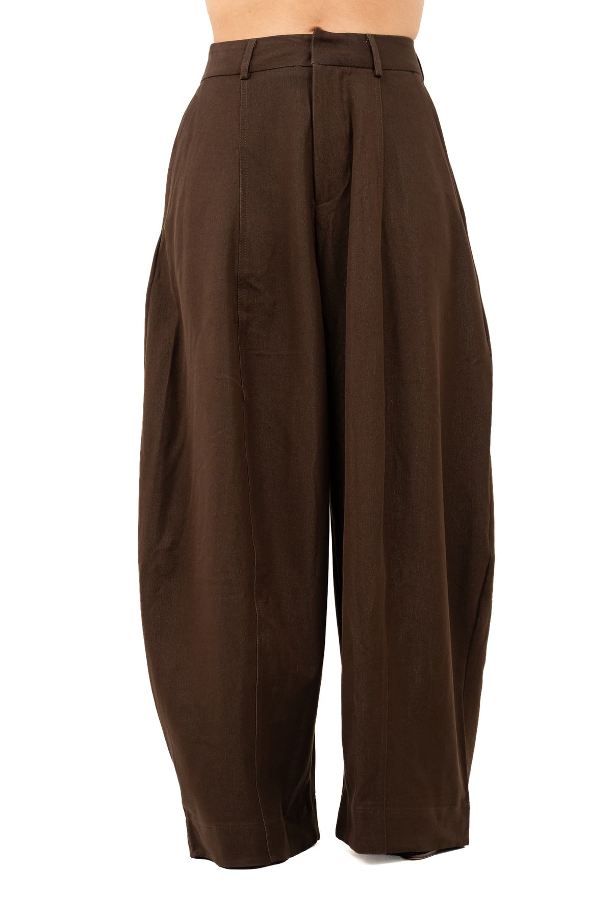 PANTALONI CECILIA COFFEE BALLON GAMBA LARGA
