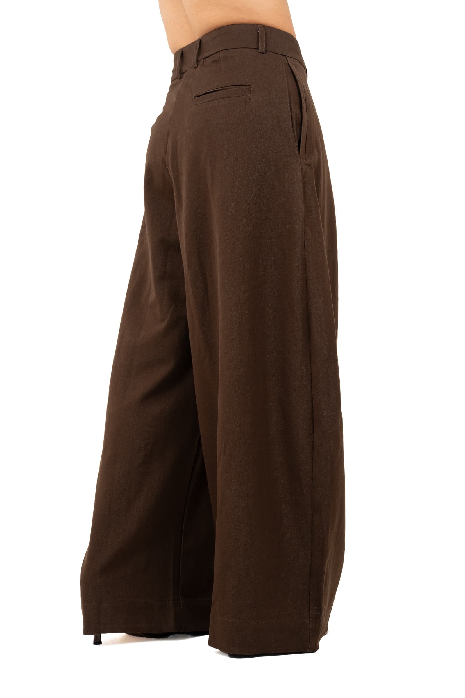 PANTALONI CECILIA COFFEE BALLON GAMBA LARGA