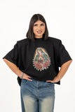 T-SHIRT MADONNA CROPPED NERA JUSTWEST TAGLIA UNICA