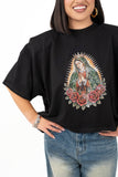 T-SHIRT MADONNA CROPPED NERA JUSTWEST TAGLIA UNICA