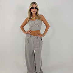 Completo Vichy Due Pezzi – Top Corsetto e Pantalone Palazzo