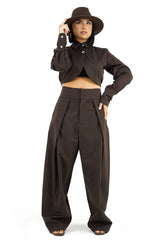Coordinato Elegante 2 Pezzi con Top Crop e Pantalone Palazzo