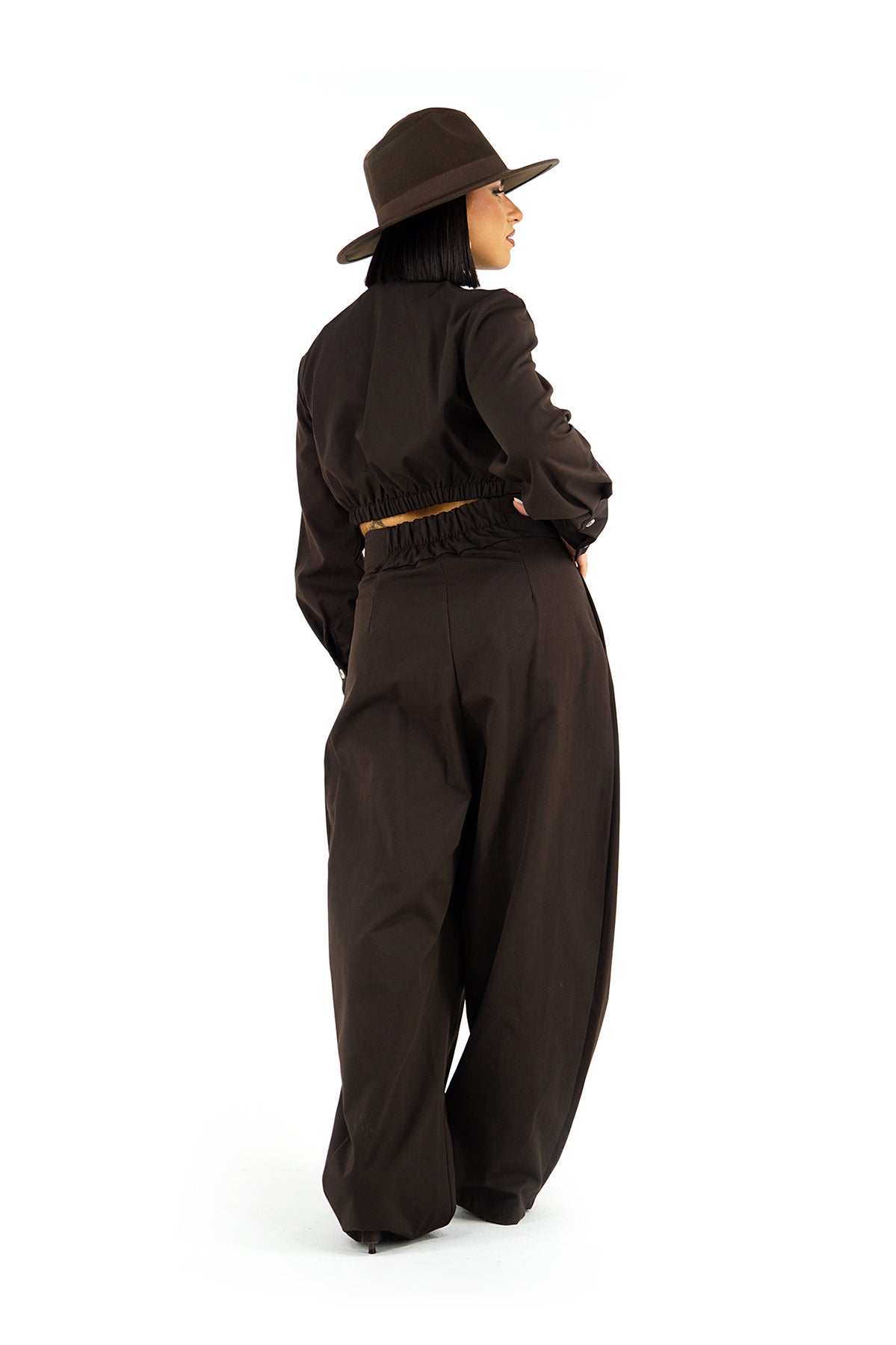 Coordinato Elegante 2 Pezzi con Top Crop e Pantalone Palazzo