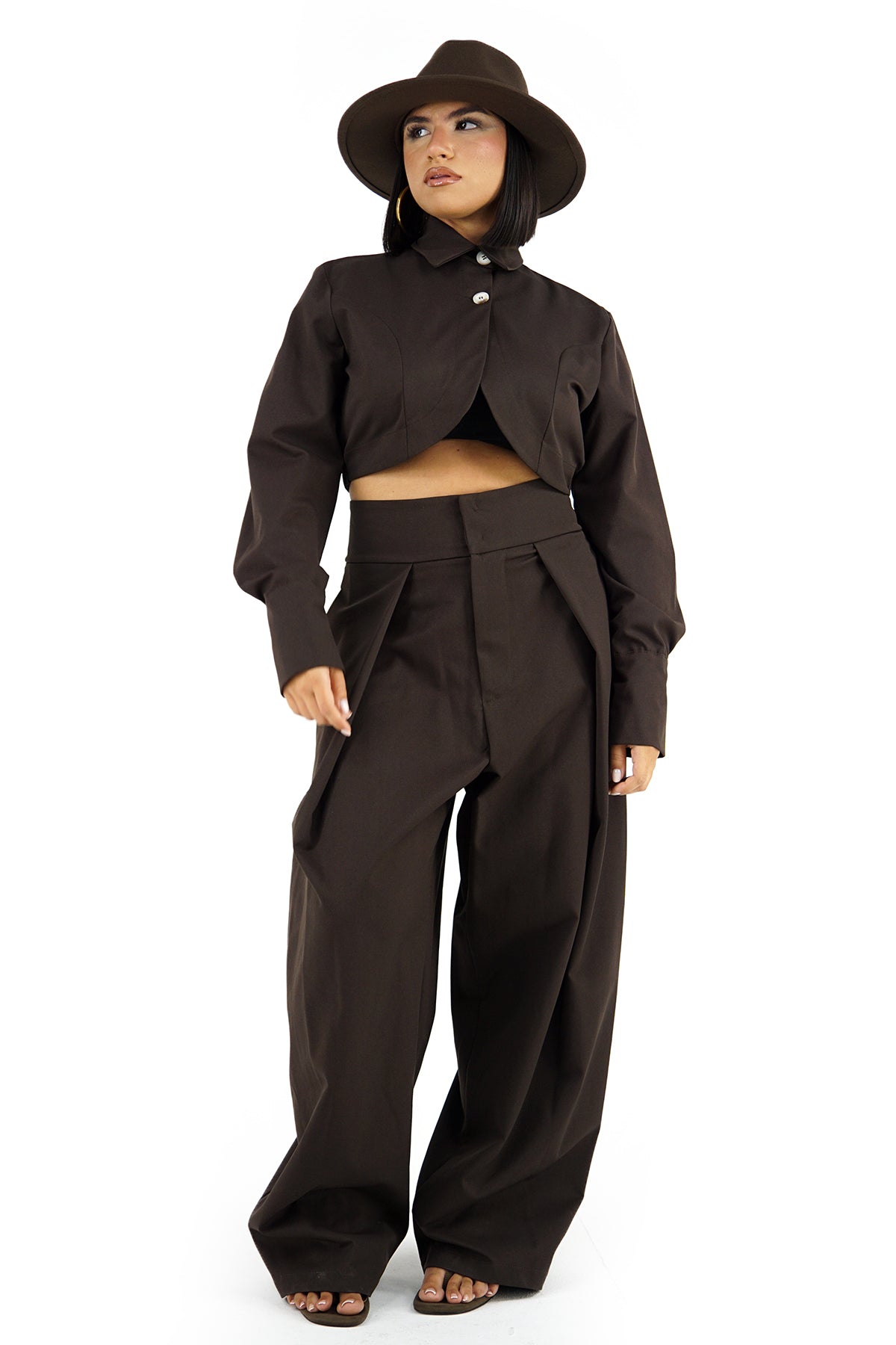 Coordinato Elegante 2 Pezzi con Top Crop e Pantalone Palazzo