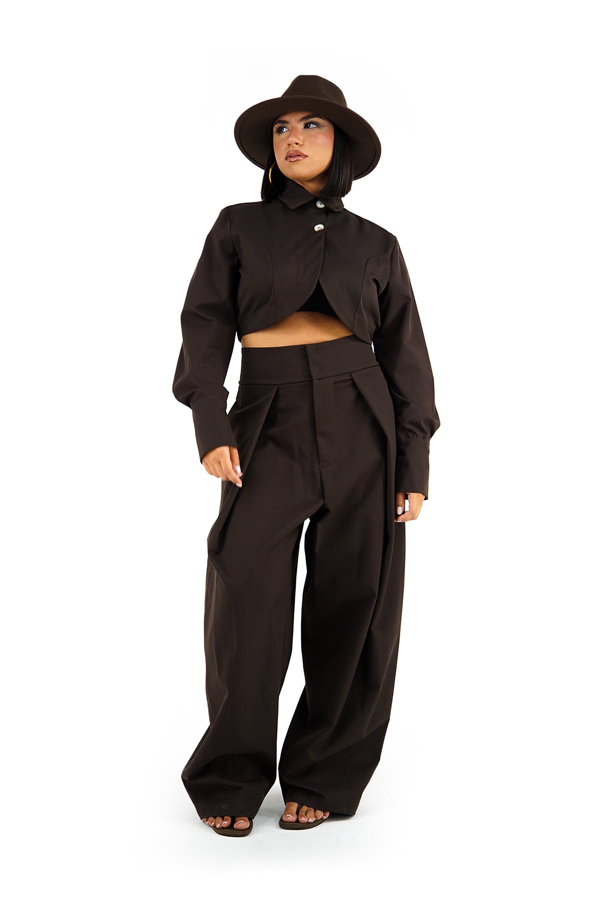 Coordinato Elegante 2 Pezzi con Top Crop e Pantalone Palazzo
