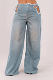 JEANS RHIANNA PALAZZO BLUE CLARE CON STELLA IN STRASS