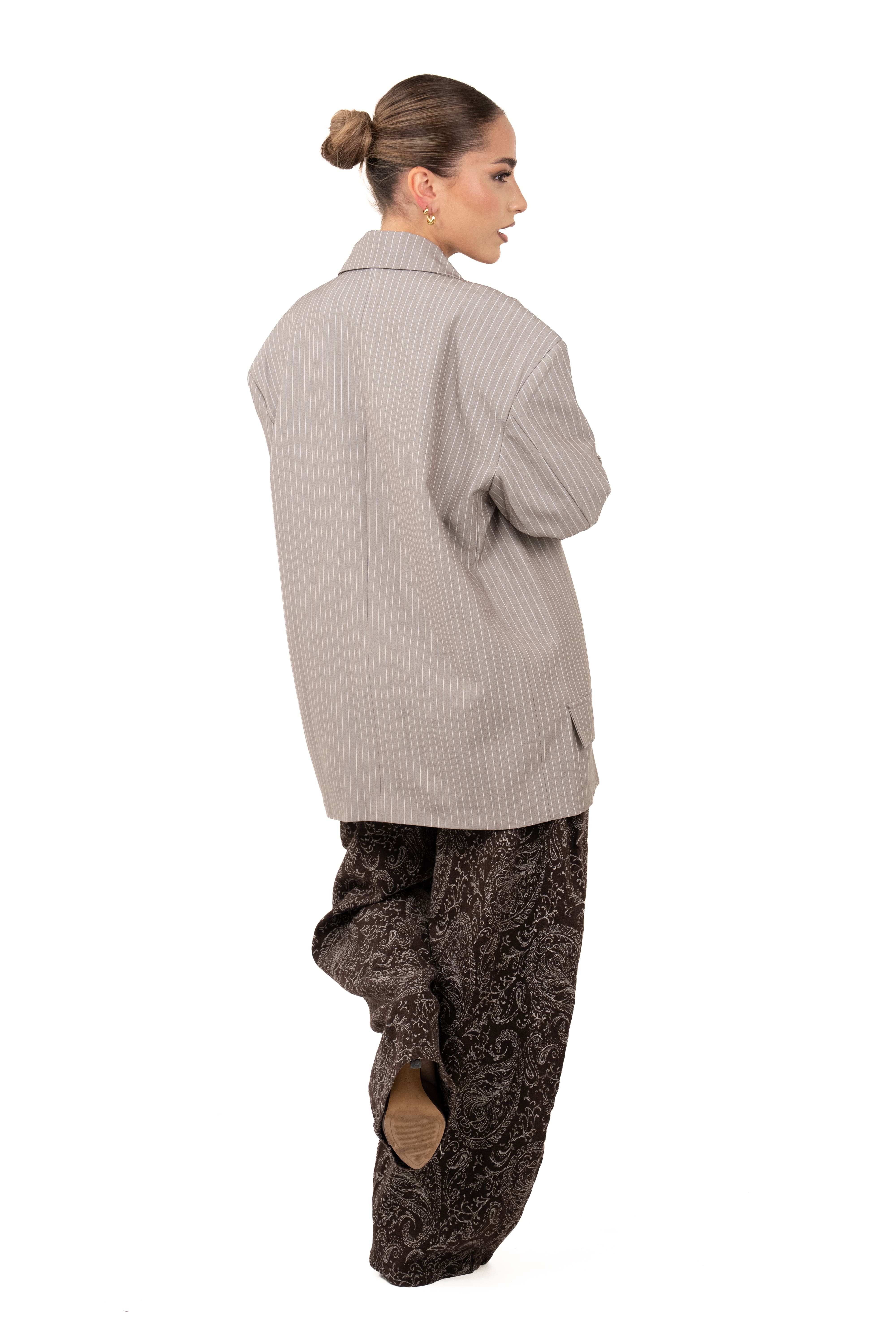 BLAZER GESSATO GRIGIO CHIARO DOPPIOPETTO TAGLIA UNICA