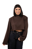 T-SHIRT XENA MARRONE CROPPED COLLO ALTO JUSTWEST TAGLIA UNICA