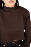 T-SHIRT XENA MARRONE CROPPED COLLO ALTO JUSTWEST TAGLIA UNICA