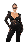 TUTONE ADRIA NERO IN PIZZO CON SPALLINE TAGLIA UNICA