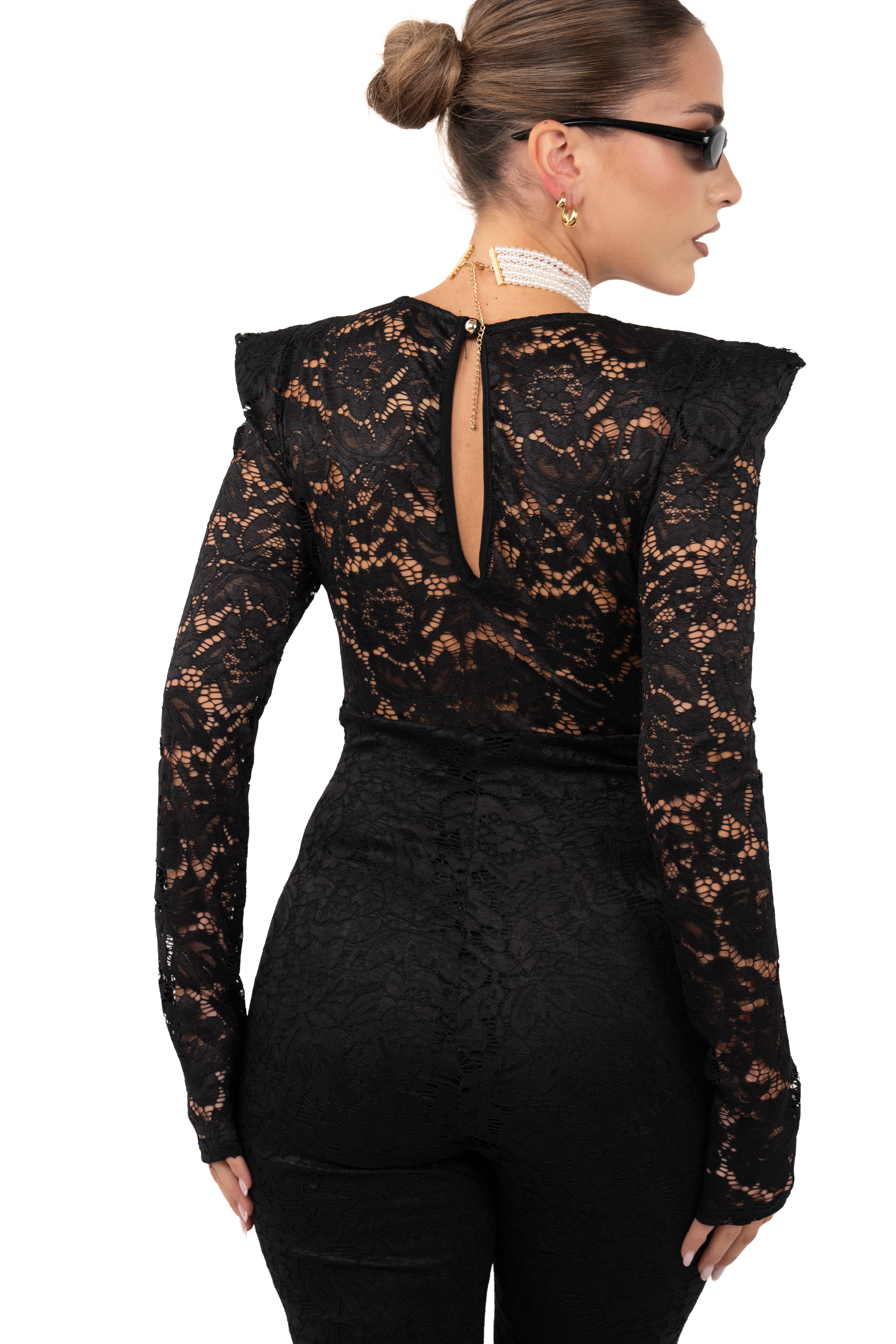 TUTONE ADRIA NERO IN PIZZO CON SPALLINE TAGLIA UNICA