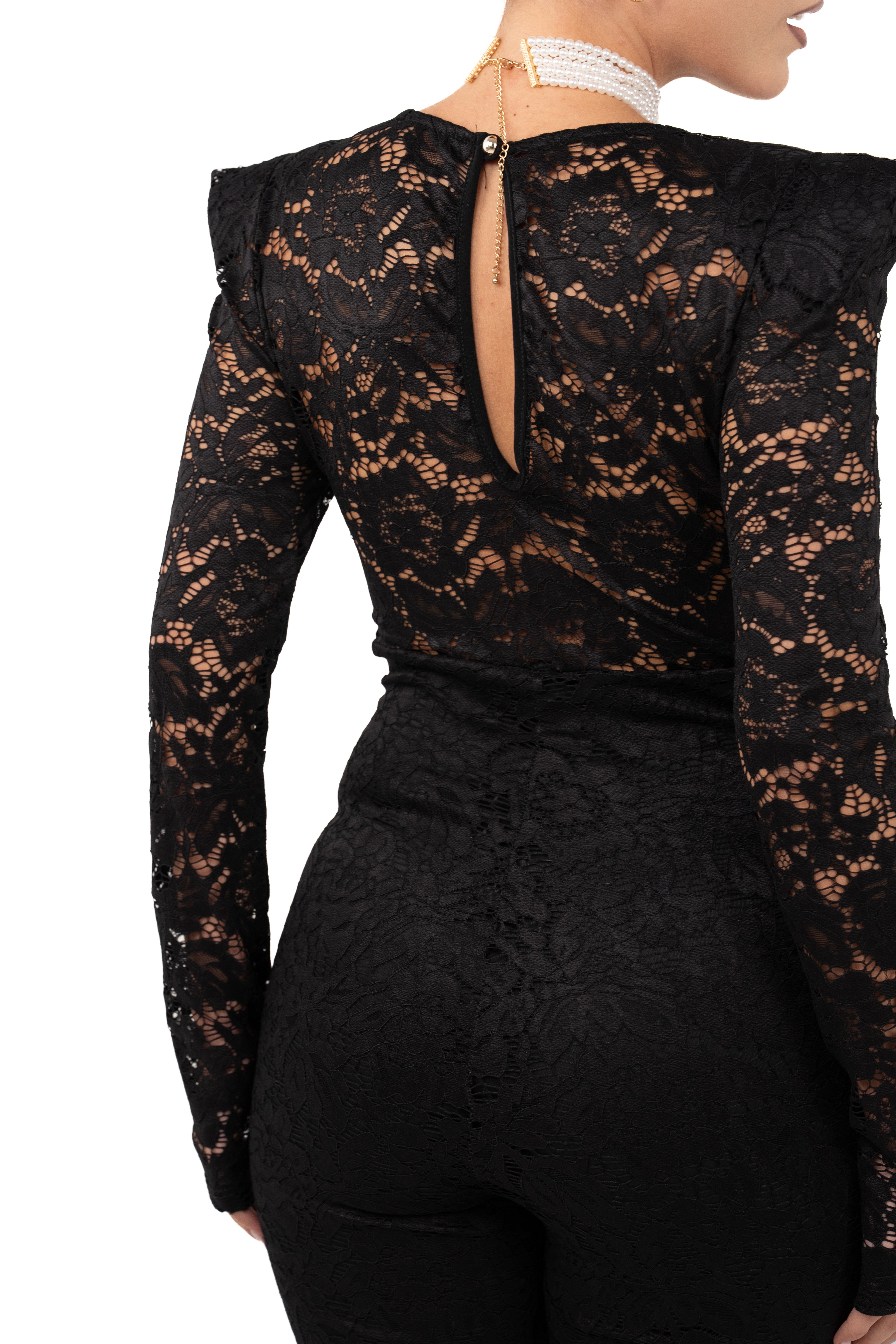 TUTONE ADRIA NERO IN PIZZO CON SPALLINE TAGLIA UNICA